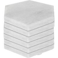 Argon Tableware 6x Black Marble Coasters - 10cm - Reusable Hexagonal Drinks Coasters in White