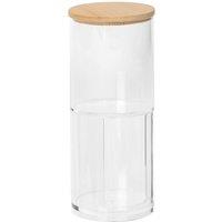 Harbour Housewares Reusable Plastic Stacking Bathroom Canister with Bamboo Lid in Clear