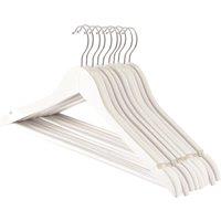 Harbour Housewares 10x Strong Wooden Coat Hangers with 360 Degree Rotatory Hook in White | Size: 10 Pack