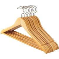 Harbour Housewares 10x Strong Wooden Coat Hangers with 360 Degree Rotatory Hook in Natural | Size: 10 Pack
