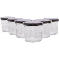 Argon Tableware 130ml Glass Jam Jars - Set of 6 - Empty Screw Top Preserving Jar in Black