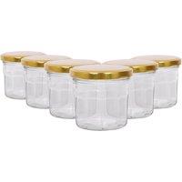 Argon Tableware 130ml Glass Jam Jars - Set of 6 - Empty Screw Top Preserving Jar in Gold