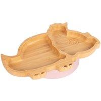 Tiny Dining Bamboo Suction Plate - Dinosaur - Divided Non-Slip Baby Weaning Plate in Light Pink