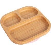 Tiny Dining Bamboo Suction Plate - Segmented - Divided Non-Slip Baby Weaning Plate in Light Pink