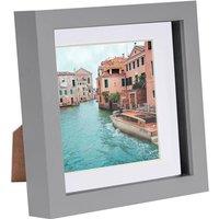 Nicola Spring 3D Box Photo Frame with 4 x 4 Mount - 6 x 6 - Grey in White