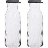 LAV Fonte Optic Glass Carafes - 1.2L - Grey Lid - Pack of 2 in Clear
