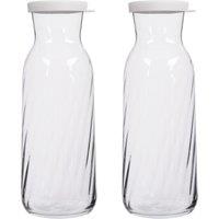 LAV Fonte Optic Glass Carafes - 1.2L - White Lid - Pack of 2 in Clear