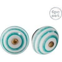 Nicola Spring Round Ceramic Cabinet Knobs Stripe - Pack of 6 in Turquoise | Size: 1000mm x 500mm