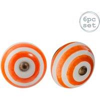 Nicola Spring Round Ceramic Cabinet Knobs Stripe - Pack of 6 in Orange | Size: 1000mm x 500mm