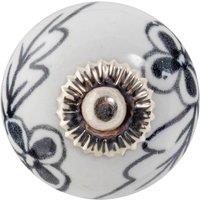 Nicola Spring Round Ceramic Cabinet Knob - Black Flower | Size: 1000mm x 500mm