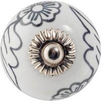 Nicola Spring Round Ceramic Cabinet Knob - Black Blooms | Size: 1000mm x 500mm