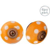 Nicola Spring Round Ceramic Cabinet Knobs Spot - Pack of 6 in Orange | Size: 1000mm x 500mm