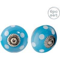 Nicola Spring Round Ceramic Cabinet Knobs Spot - Pack of 6 in Light Blue | Size: 1000mm x 500mm