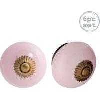 Nicola Spring Round Ceramic Cabinet Knobs - Pack of 6 in Pink | Size: 1000mm x 500mm