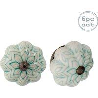 Nicola Spring Floral Ceramic Cabinet Knobs - Pack of 6 in Mint | Size: 1000mm x 500mm