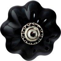 Nicola Spring Floral Ceramic Cabinet Knob in Black | Size: 1000mm x 500mm