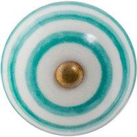 Nicola Spring Round Ceramic Cabinet Knob Stripe in Turquoise | Size: 1000mm x 500mm