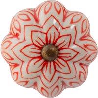 Nicola Spring Floral Ceramic Cabinet Knob in Red | Size: 1000mm x 500mm