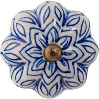Nicola Spring Floral Ceramic Cabinet Knob in Navy | Size: 1000mm x 500mm