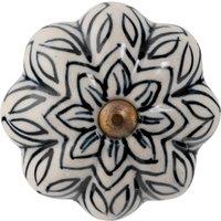 Nicola Spring Floral Ceramic Cabinet Knob in Black | Size: 1000mm x 500mm
