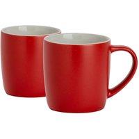 Argon Tableware 2x Matt Coloured Coffee Mugs - 350ml - Durable Stoneware Cappuccino Tea Cup in Red