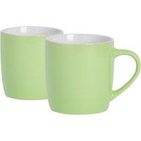 Argon Tableware 2x Coloured Coffee Mugs - 350ml - Durable Stoneware Cappuccino Tea Cup in Green
