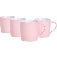Argon Tableware 4x Coloured Coffee Mugs - 350ml - Durable Stoneware Cappuccino Tea Cup in Pink