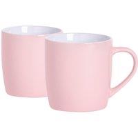Argon Tableware 2x Coloured Coffee Mugs - 350ml - Durable Stoneware Cappuccino Tea Cup in Pink
