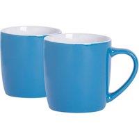 Argon Tableware 2x Coloured Coffee Mugs - 350ml - Durable Stoneware Cappuccino Tea Cup in Blue