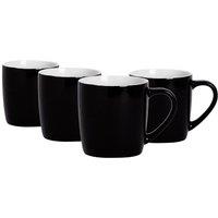 Argon Tableware 4x Coloured Coffee Mugs - 350ml - Durable Stoneware Cappuccino Tea Cup in Black