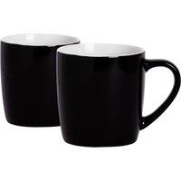 Argon Tableware 2x Coloured Coffee Mugs - 350ml - Durable Stoneware Cappuccino Tea Cup in Black