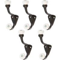 Hammer and Tongs White Ceramic Ball Hat & Coat Hook - W30mm x H105mm - Pack of 5 in Black | Size: 1000mm x 1000mm