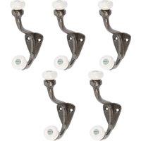 Hammer and Tongs White Ceramic Ball Hat & Coat Hook - W30mm x H105mm - Pack of 5 in Grey | Size: 1000mm x 1000mm