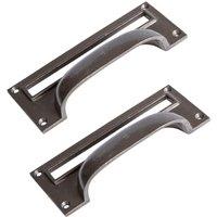 Hammer and Tongs Filing Cabinet Drawer Pull with Card Frame - W130mm x H50mm - Pack of 2 in Grey | Size: 1000mm x 500mm