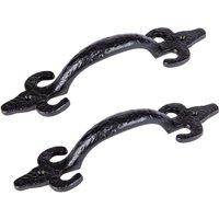Hammer and Tongs Antique Fleur De Lis Door Handle - H205mm - Black - Pack of 2 | Size: 10000mm x 520mm