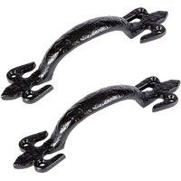 Hammer and Tongs Rustic Fleur De Lis Door Handle - H150mm - Black - Pack of 2 | Size: 10000mm x 520mm