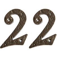 Hammer and Tongs Rustic Iron Numeral - Number 2 - H85mm - Pack of 2 in Grey