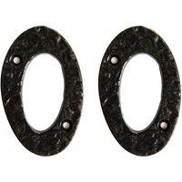 Hammer and Tongs Rustic Iron Numeral - Number 0 - H80mm - Pack of 2 in Black