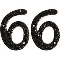 Hammer and Tongs Rustic Iron Numeral - Number 6 - H75mm - Pack of 2 in Black