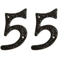 Hammer and Tongs Rustic Iron Numeral - Number 5 - H85mm - Pack of 2 in Black