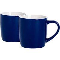 Argon Tableware 2x Coloured Coffee Mugs - 350ml - Durable Stoneware Cappuccino Tea Cup in Navy