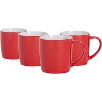 Argon Tableware 4x Coloured Coffee Mugs - 350ml - Durable Stoneware Cappuccino Tea Cup in Red