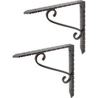 Hammer and Tongs Notched Scroll Iron Shelf Bracket - D205mm - Pack of 2 in Black | Size: 1000mm x 1000mm