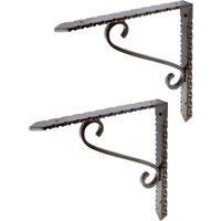 Hammer and Tongs Notched Scroll Iron Shelf Bracket - D205mm - Pack of 2 in Grey | Size: 1000mm x 1000mm