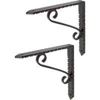 Hammer and Tongs Notched Scroll Iron Shelf Bracket - D150mm - Pack of 2 in Black | Size: 1000mm x 1000mm