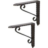 Hammer and Tongs Notched Scroll Iron Shelf Bracket - D105mm - Pack of 2 in Black | Size: 1000mm x 1000mm