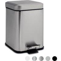 Harbour Housewares Square Bathroom Pedal Bin - 3L Stainless Steel Slim Rubbish Dustbin in Metallic Silver