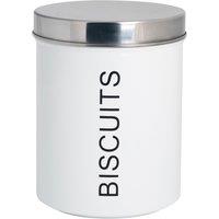 Harbour Housewares Kitchen Biscuit Tin - Round Metal Kitchen Storage Container Tin in White