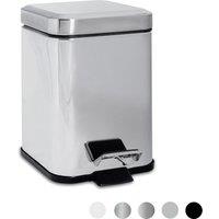 Harbour Housewares Square Bathroom Pedal Bin - 3L Stainless Steel Slim Rubbish Dustbin in Silver