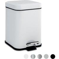 Harbour Housewares Square Bathroom Pedal Bin - 3L Stainless Steel Slim Rubbish Dustbin in White